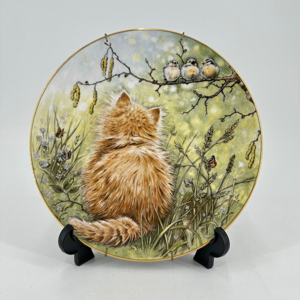 Royal Worcester Birdwatcher Kitten Classic Collector Plate 1985 Bone China